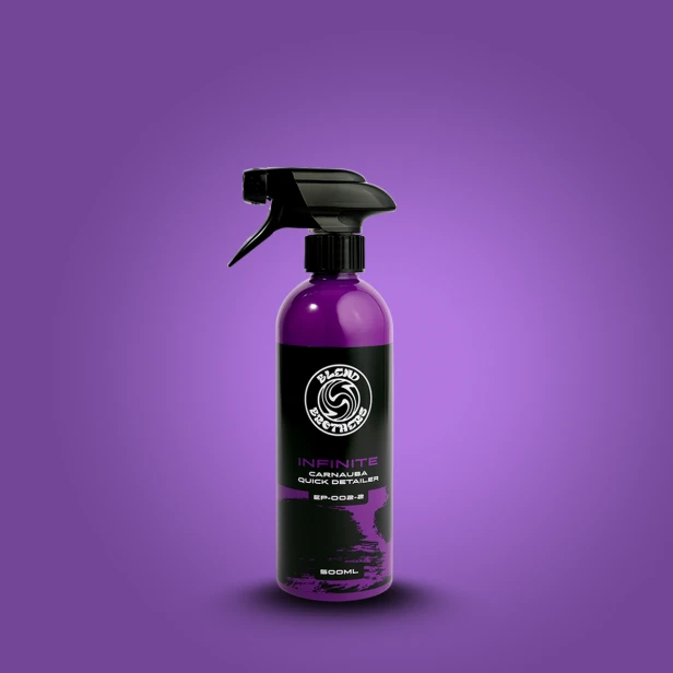 Produkt Blend Brothers INFINITE Carnauba Quick Detailer 500ml na fioletowym tle.