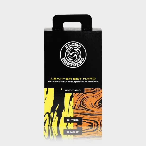 Zestaw Blend Brothers Leather Set Hard: cleaner Hardy, odżywka Cuddler, mikrofibry i aplikator.