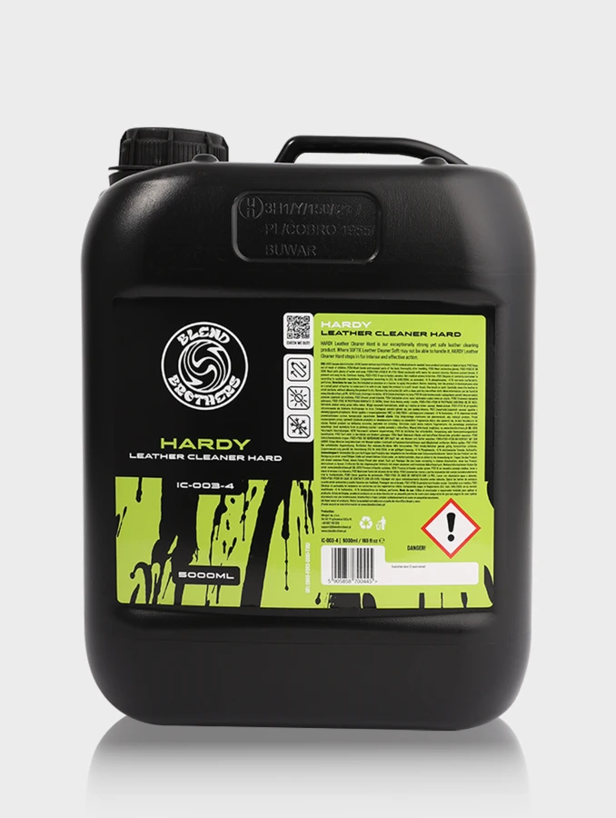 Silny środek do czyszczenia mocno zabrudzonej skóry Hardy Leather Cleaner 5L – profesjonalny kanister z odbiciem.