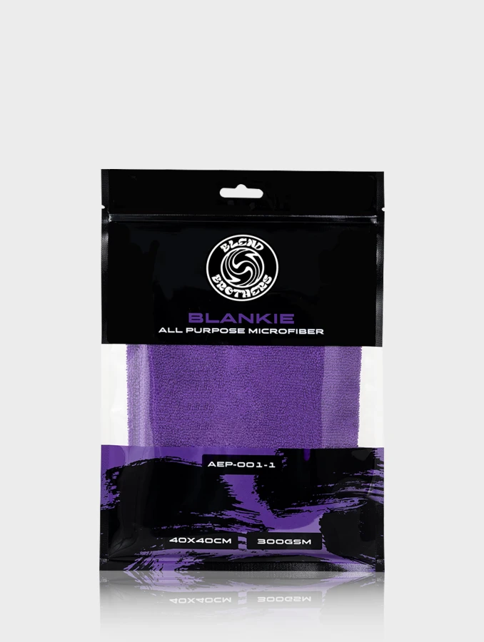 Front opakowania strunowego mikrofibry Blankie 1szt z widocznymi parametrami: 40x40cm