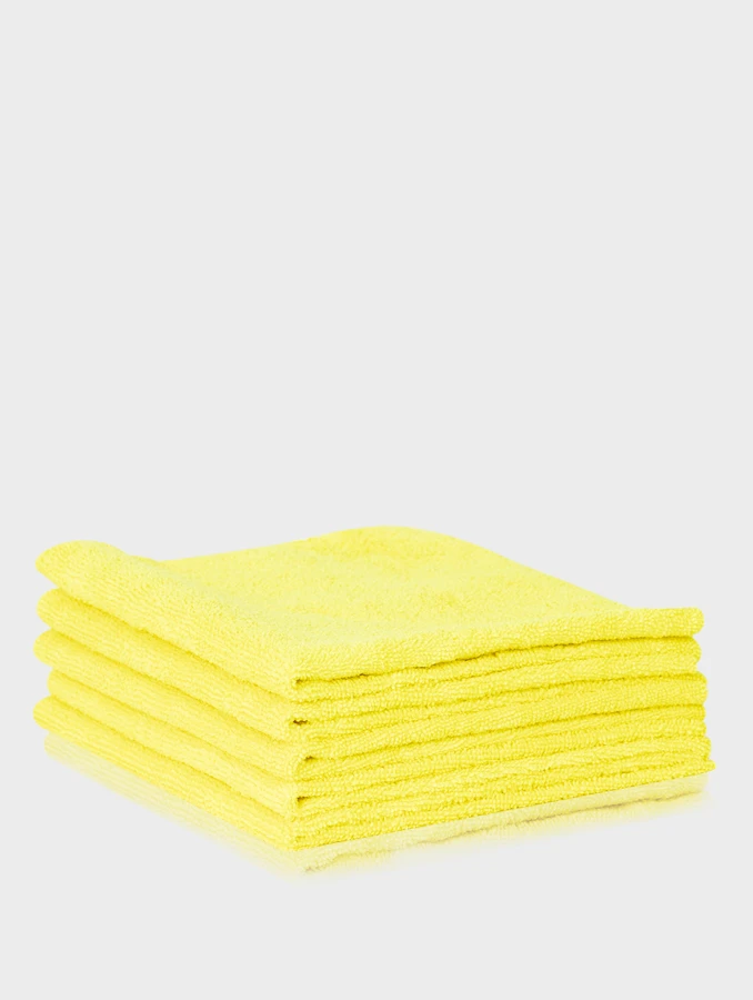 Limonkowa mikrofibra bezszwowa BLANKIE 40x40 cm. Pokazanie złożonych 5 sztuk.