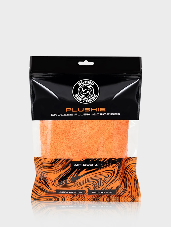 Czarno-pomarańczowe opakowanie strunowe mikrofibry Plushie 1 sztuka z kodem produktu AIP-003-1.