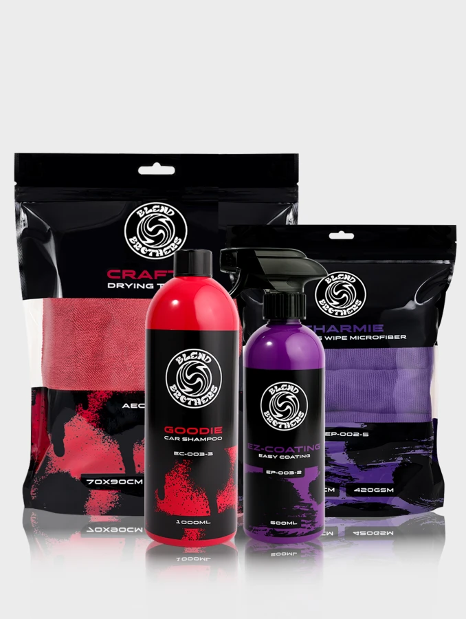 Zestaw do mycia i zabezpieczenia lakieru auta EZ Coating Goodie mikrofibra Charmie Craftie.